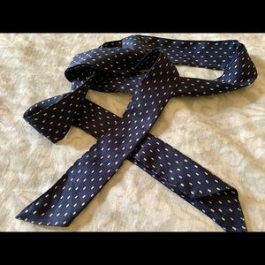 Vintage blue dotted narrow scarf